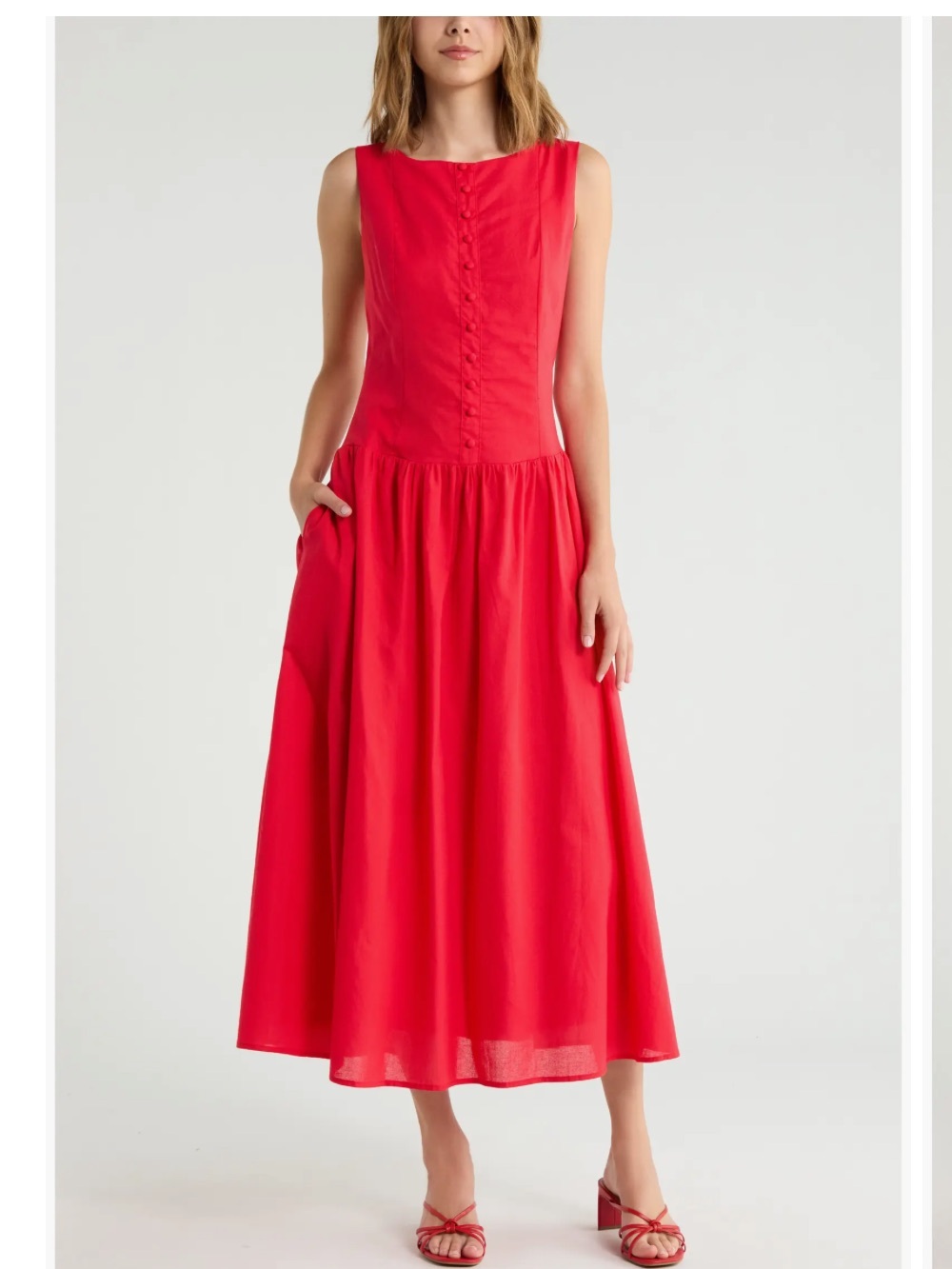 Petal & Pup Red Sleeveless Midi Dress XS